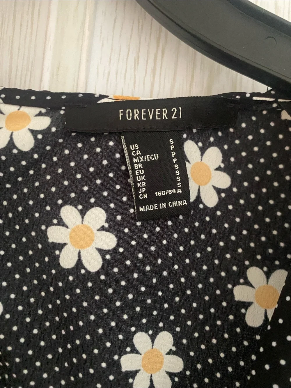 Forever 21 Black Mini Dress with White & Yellow Daisy Print